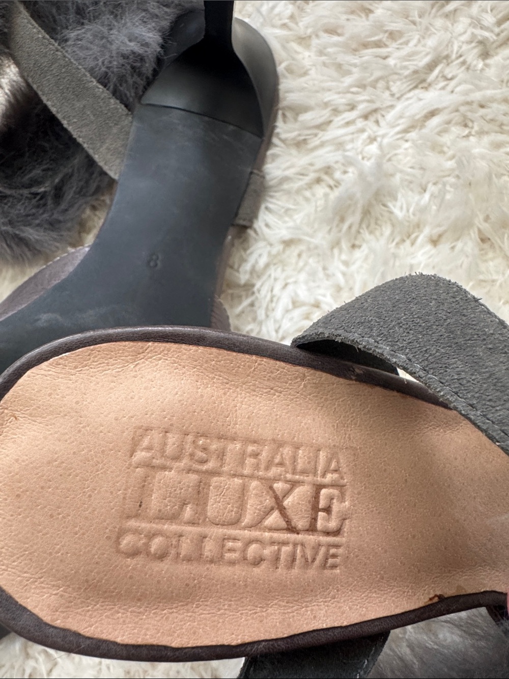 Australia luxe fur gray mules size 8 - Picture 6 of 8